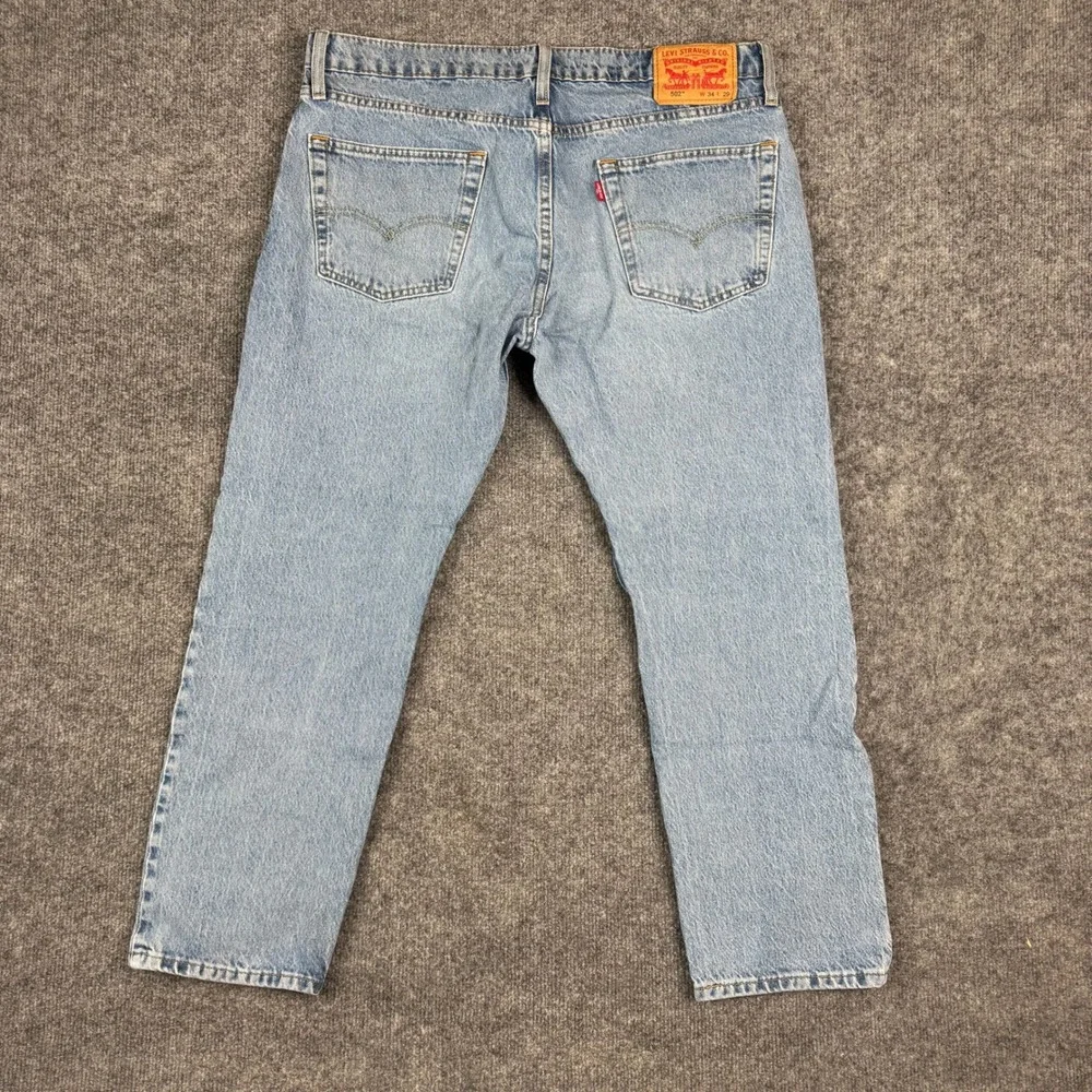 Levi's Jeans Mens Size 34 Light Wash 502 Regular Taper Denim Casual Classic Fit